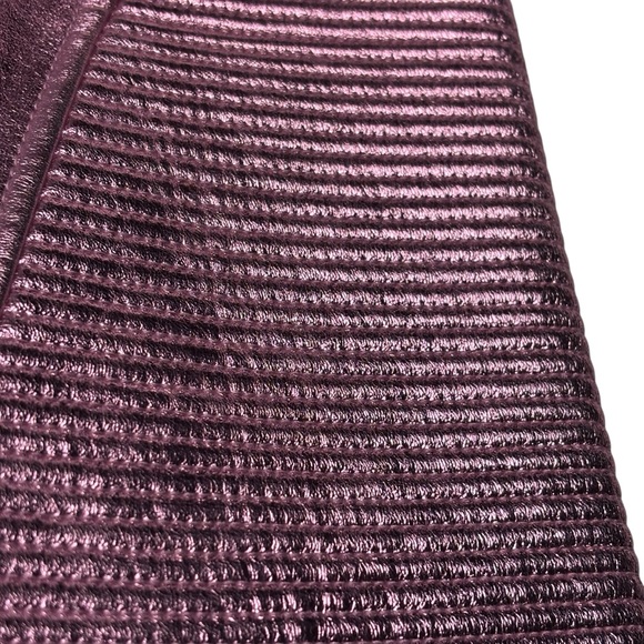 JUST CAVALLI METALLIC PINK LEATHER RIBBED HIGH WAIST MINI MOTO SKIRT - Picture 12 of 15